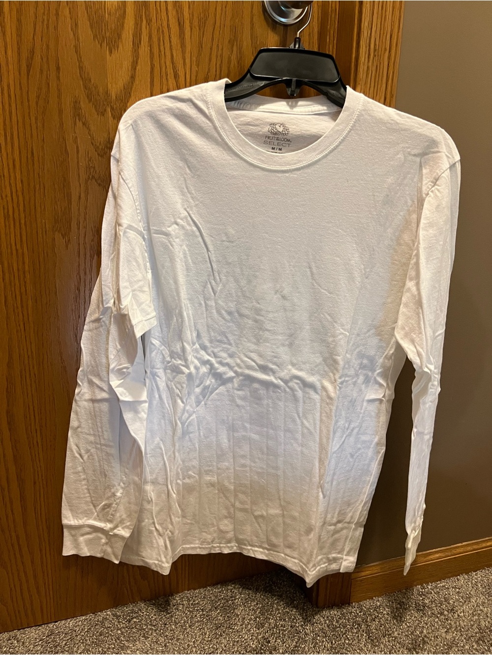Fruit of the Loom White Long Sleeve Crew Neck Shirt